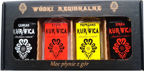 Wódka Kurnwica 4x 0,05l zestaw + kart.