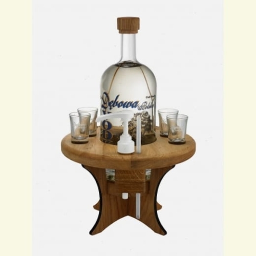 Wódka Dębowa Polska 1,75l 40% + 4 kiel.stolik dębowy + kart.
