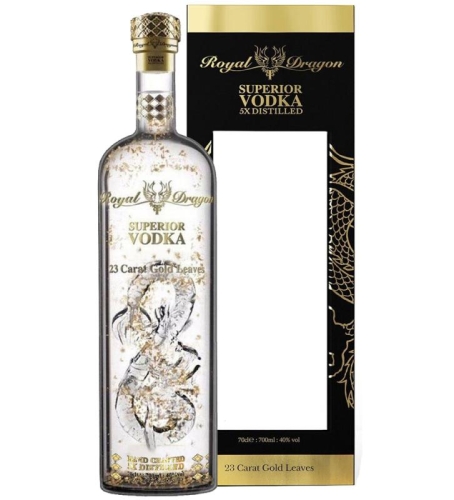 Wódka Royal Dragon Superior 23K Gold 1l 40% + kart.