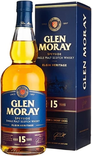 Whisky Glen Moray 15Y American Sherrt Cask Single Malt 0,7l 40% + kart.